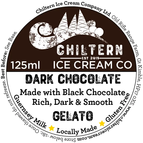 Dark chocolate gelato 125ml label