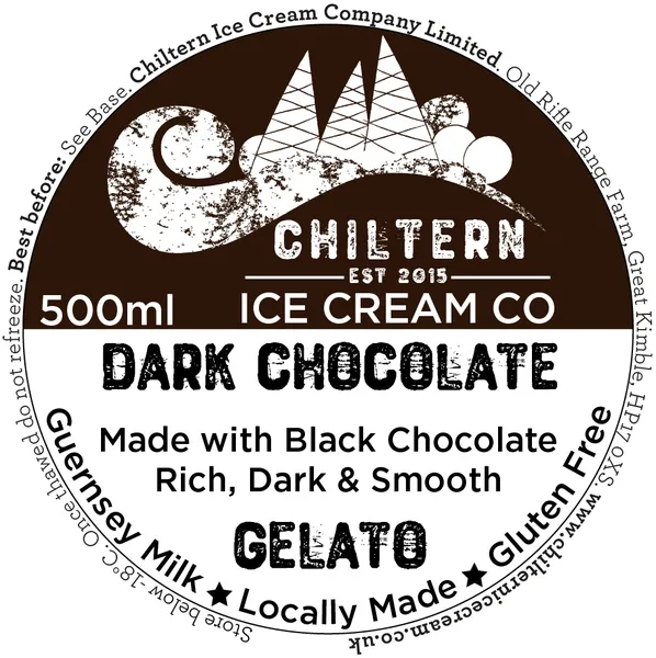 Dark chocolate gelato 500ml label