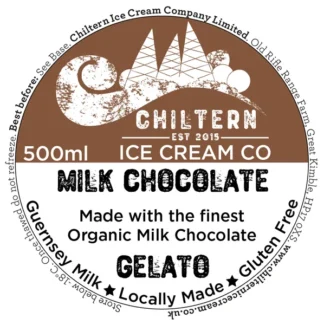 Milk chocolate gelato 500ml label