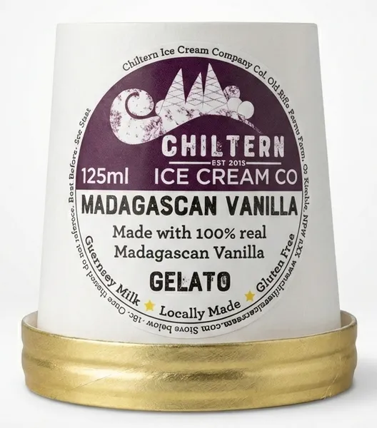 A tub of 125ml madagascan vanilla gelato
