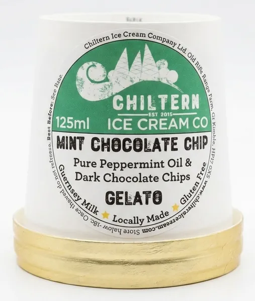 A tub of 125ml mint chocolate chip gelato