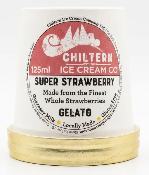 A tub of 125ml super strawberry gelato