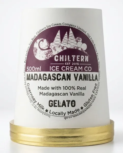 A tub of 500ml madagascan vanilla gelato