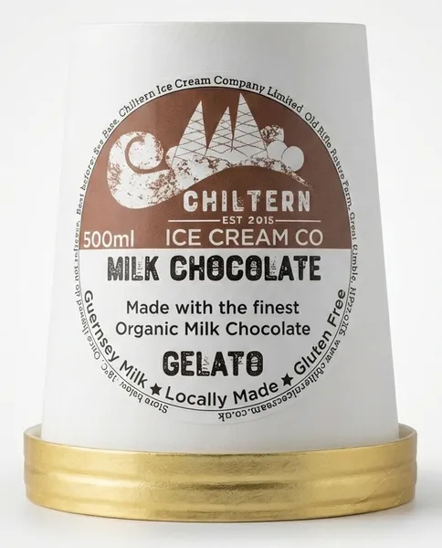A tub of 500ml milk chocolate gelato