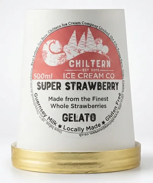 A tub of 500ml super strawberry gelato